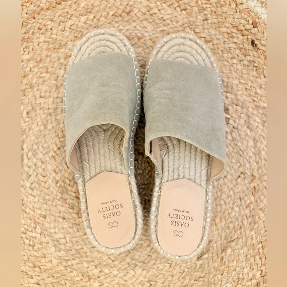🌾 Oasis Society of‎ California Platform Espadrille Slide in Stone